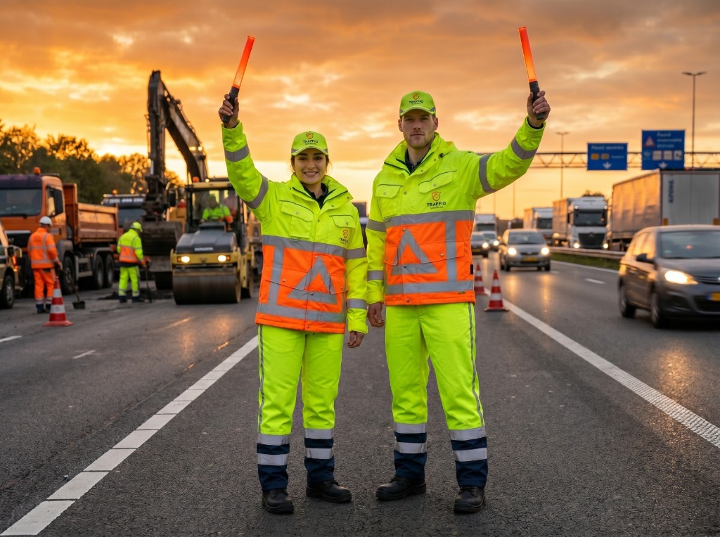 Verkeersregelaars aan het werk